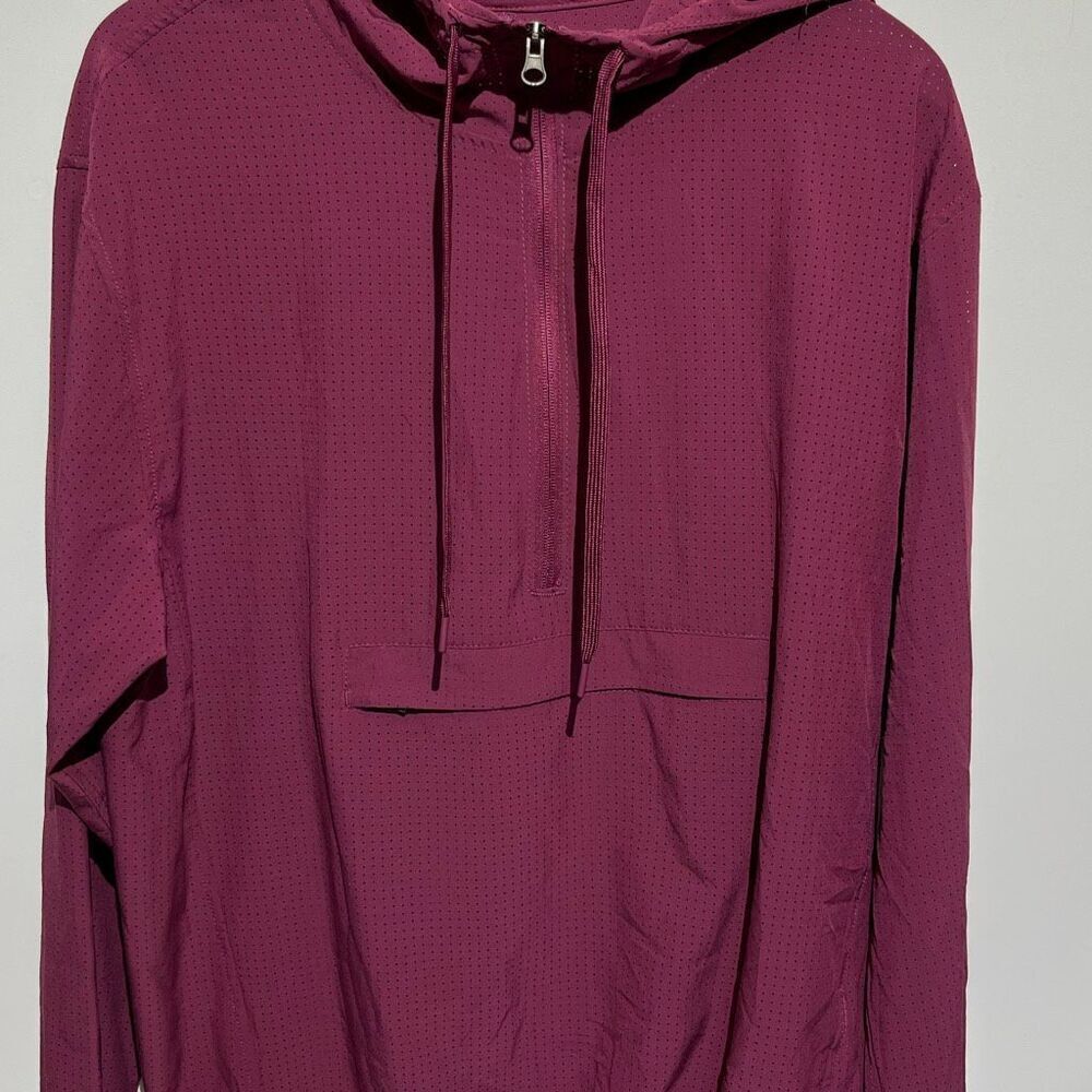 Tangerine Women's Wineberry Perforated Half Zip Drawstring Hoodie‎ Large